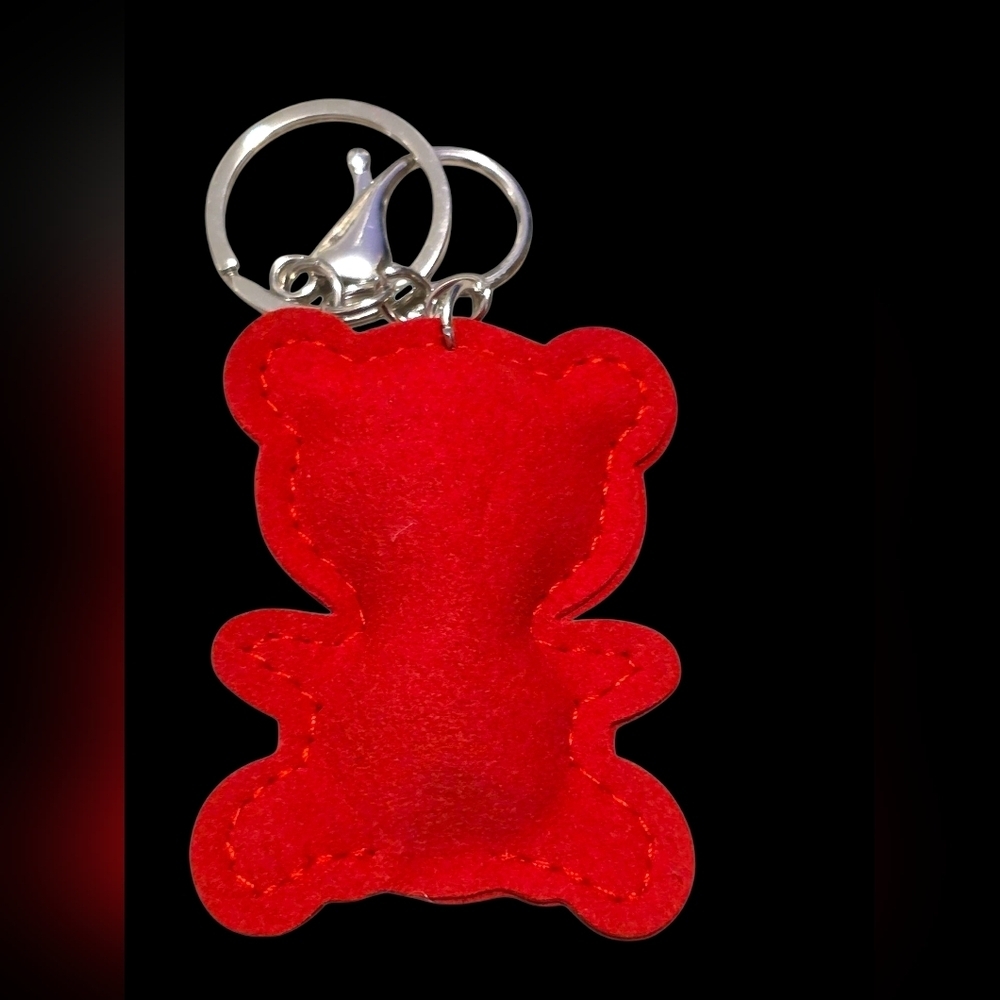 Red Rhinestone Bear Bag Charm Keychain - Picture 2 of 2